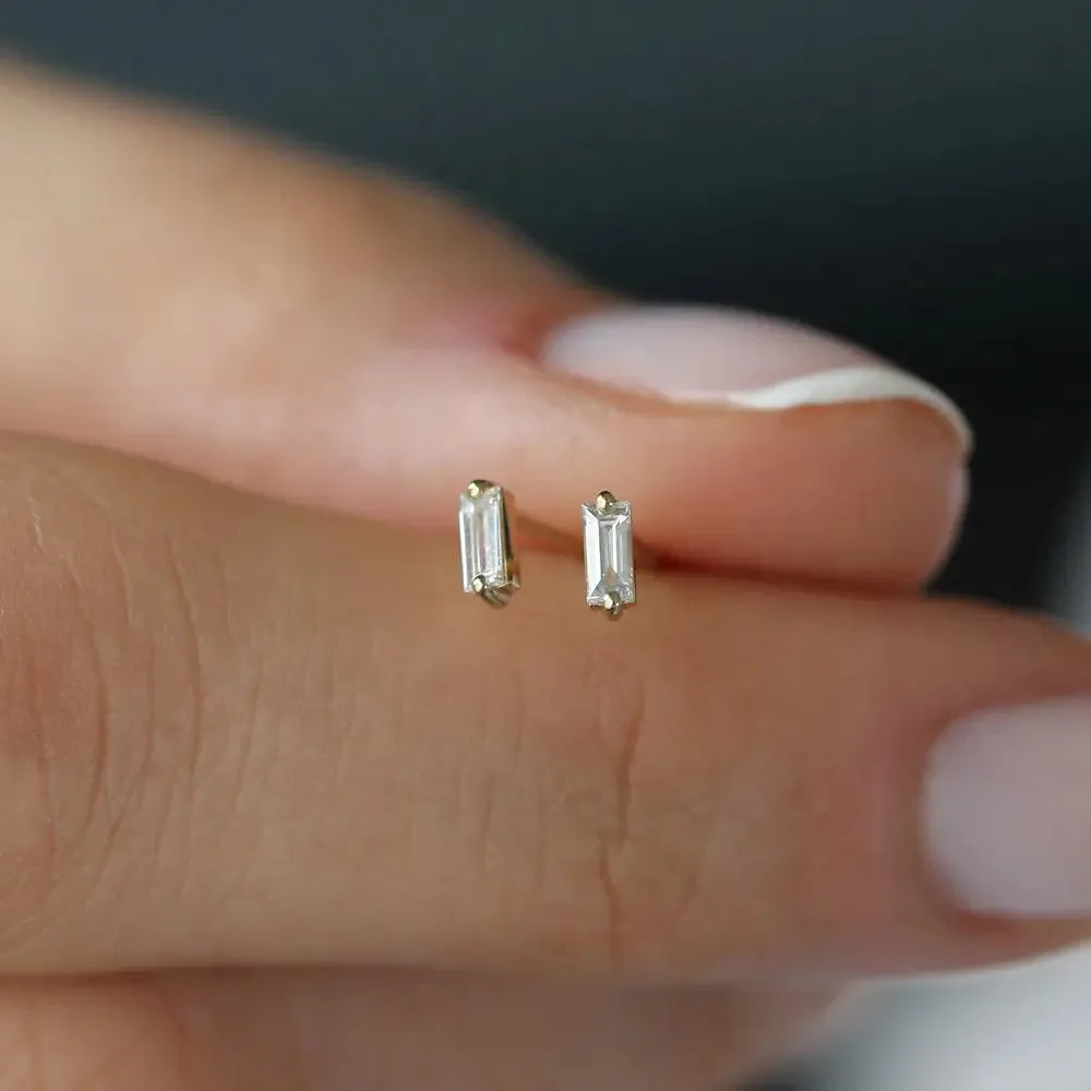 0.15CTW Baguette Diamond Stud Earrings