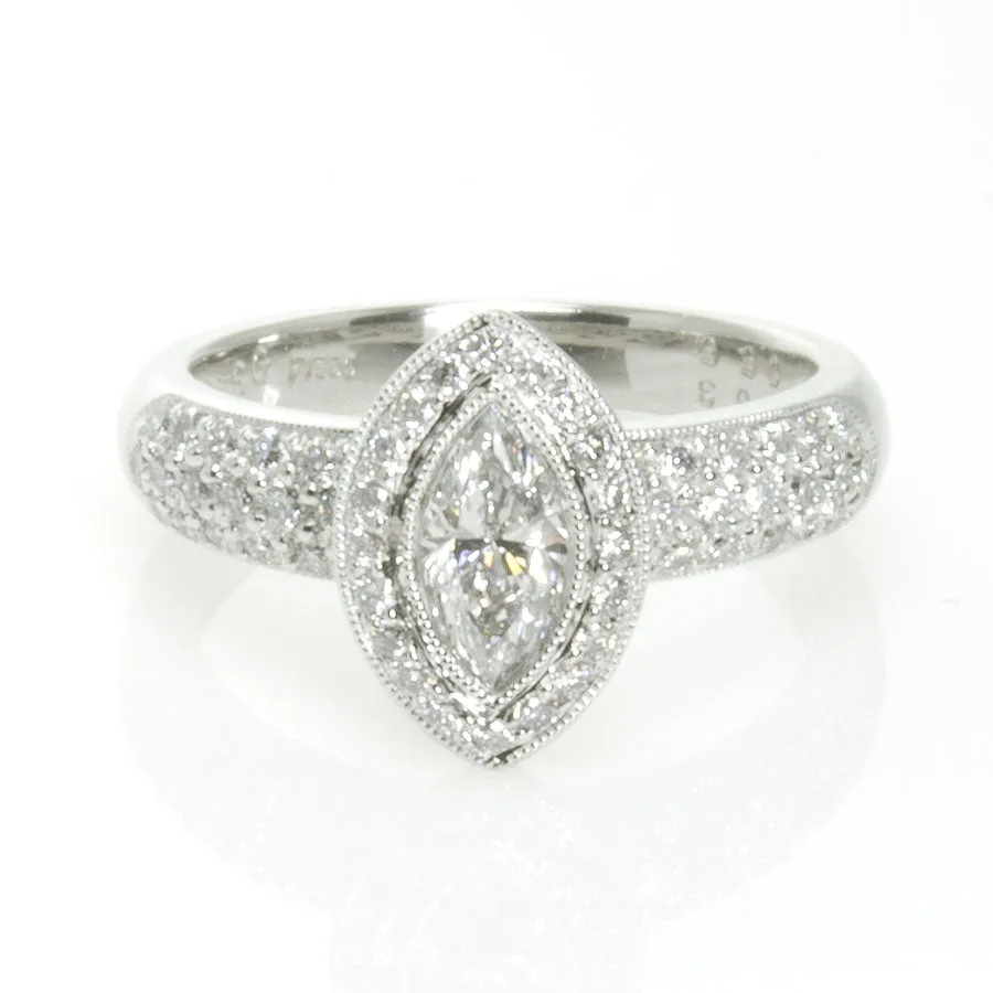 1.08ct Marquise Diamond Halo Engagement Ring