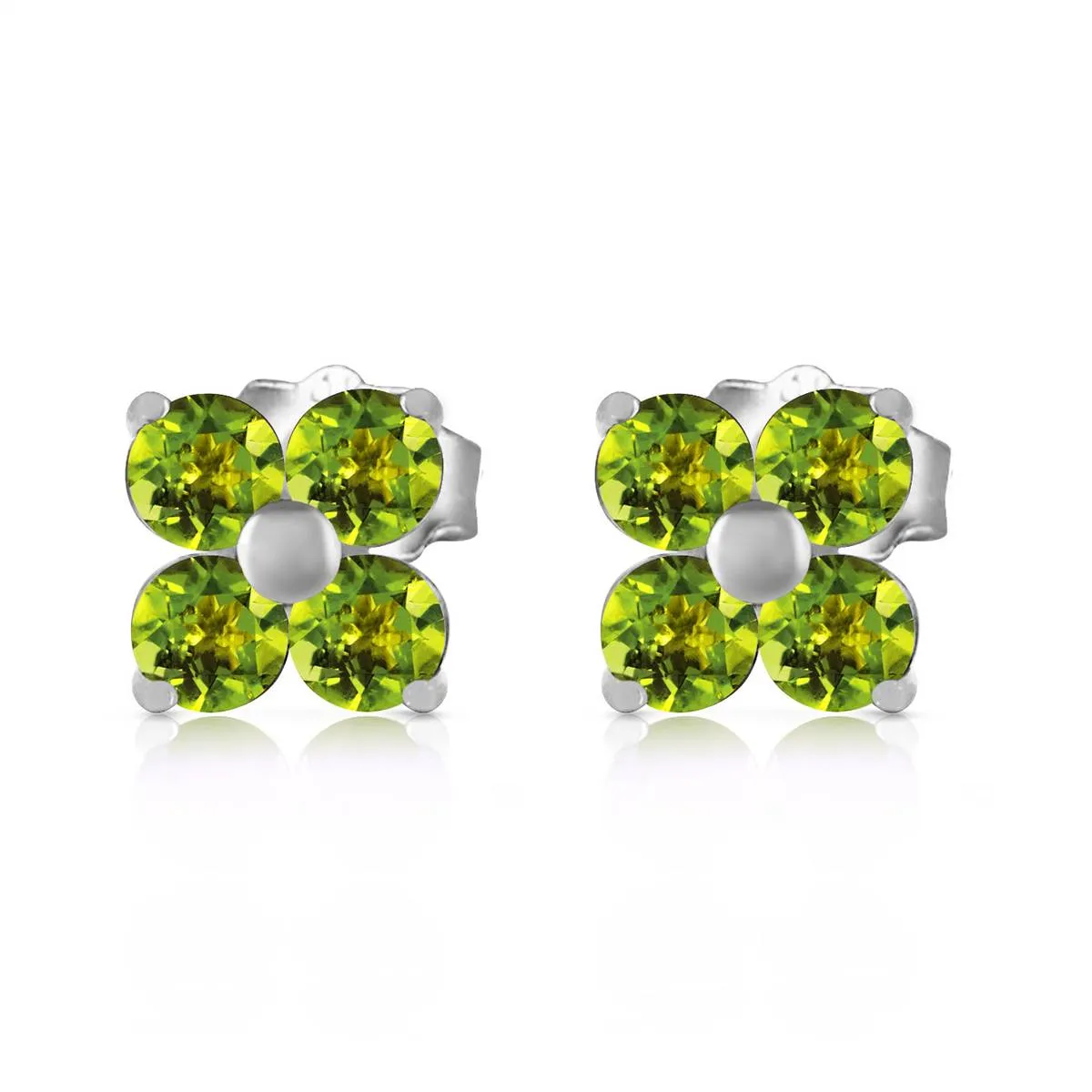 1.15 Carat 14K Solid White Gold Glimmering Smile Peridot Earrings