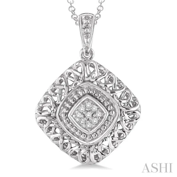 1/20 Ctw Cushion Shape Single Cut Diamond Pendant in Sterling Silver with Chain