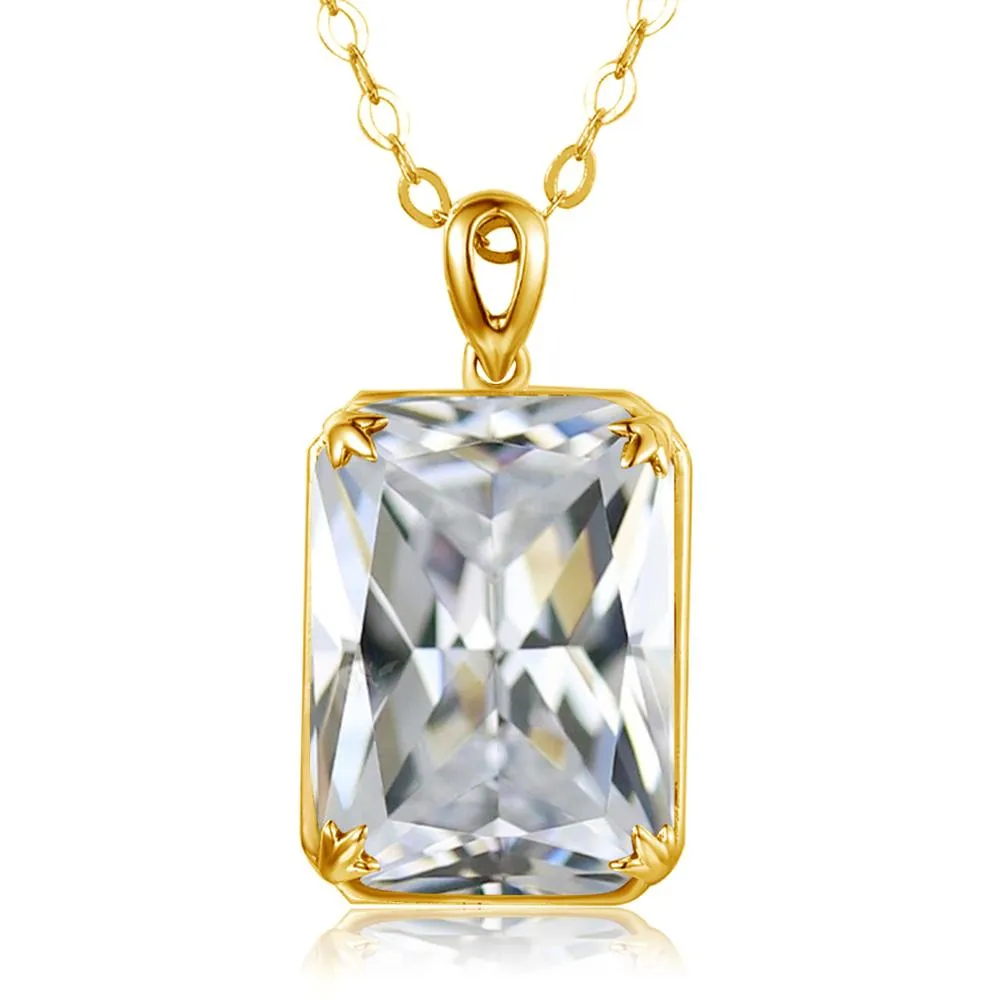 14K Gold Color 925 Sterling Rectangle Pendant