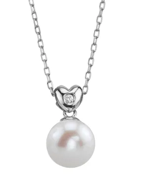 14K Gold Freshwater Pearl & Diamond Lev Pendant