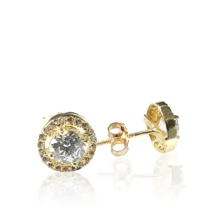 14K Gold White CZ 6mm