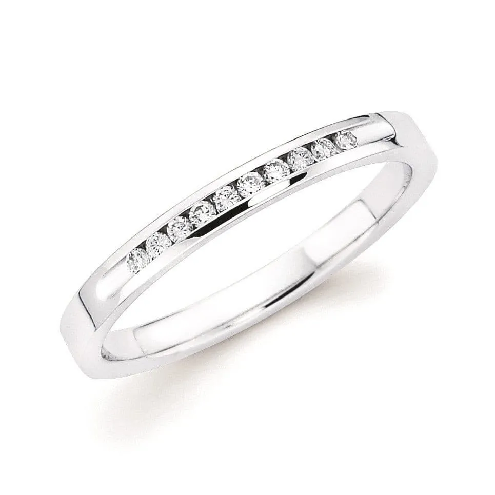 14K White Gold .20CTW Diamond Channel Set Band