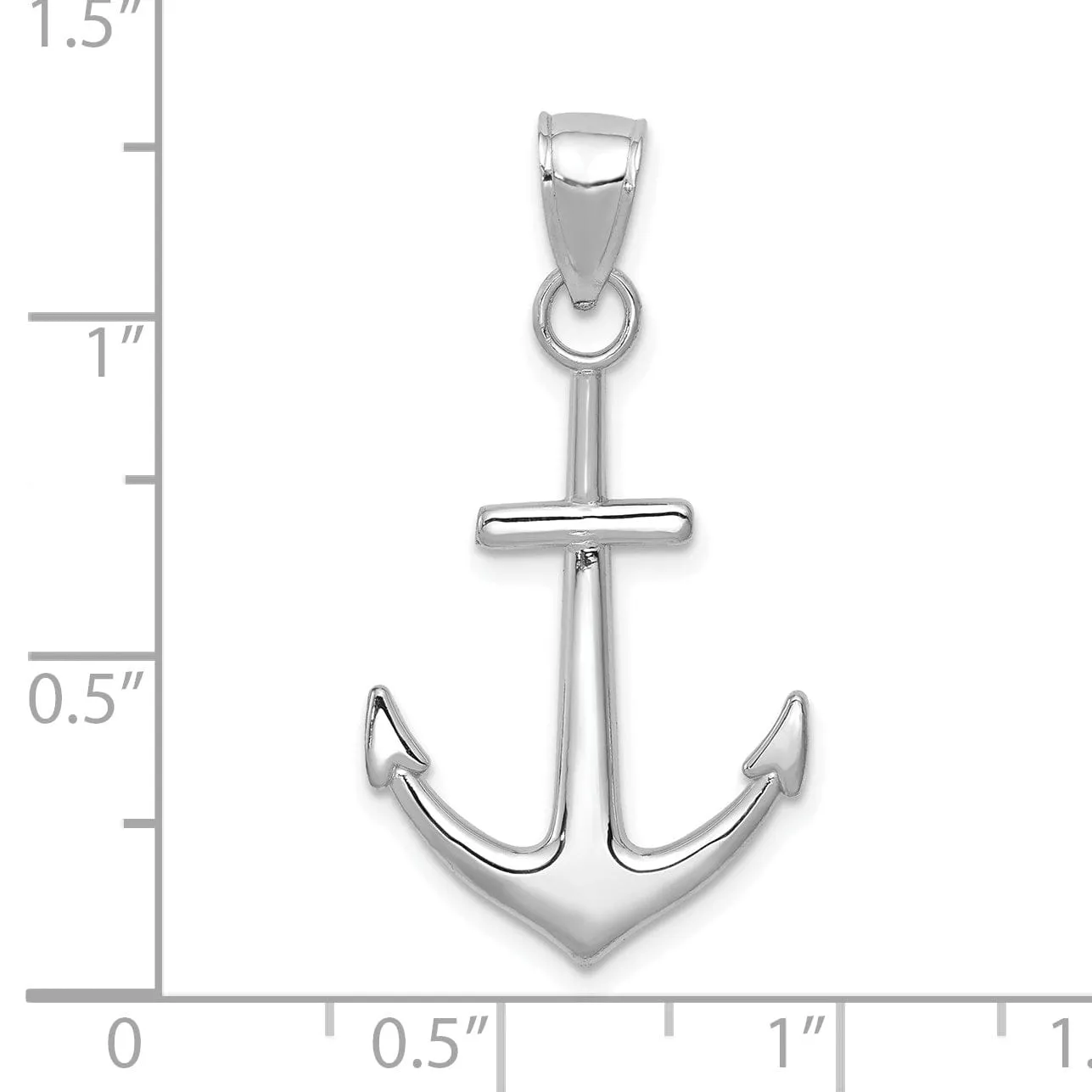 14K White Gold Polished Finished Solid Anchor Charm Pendant