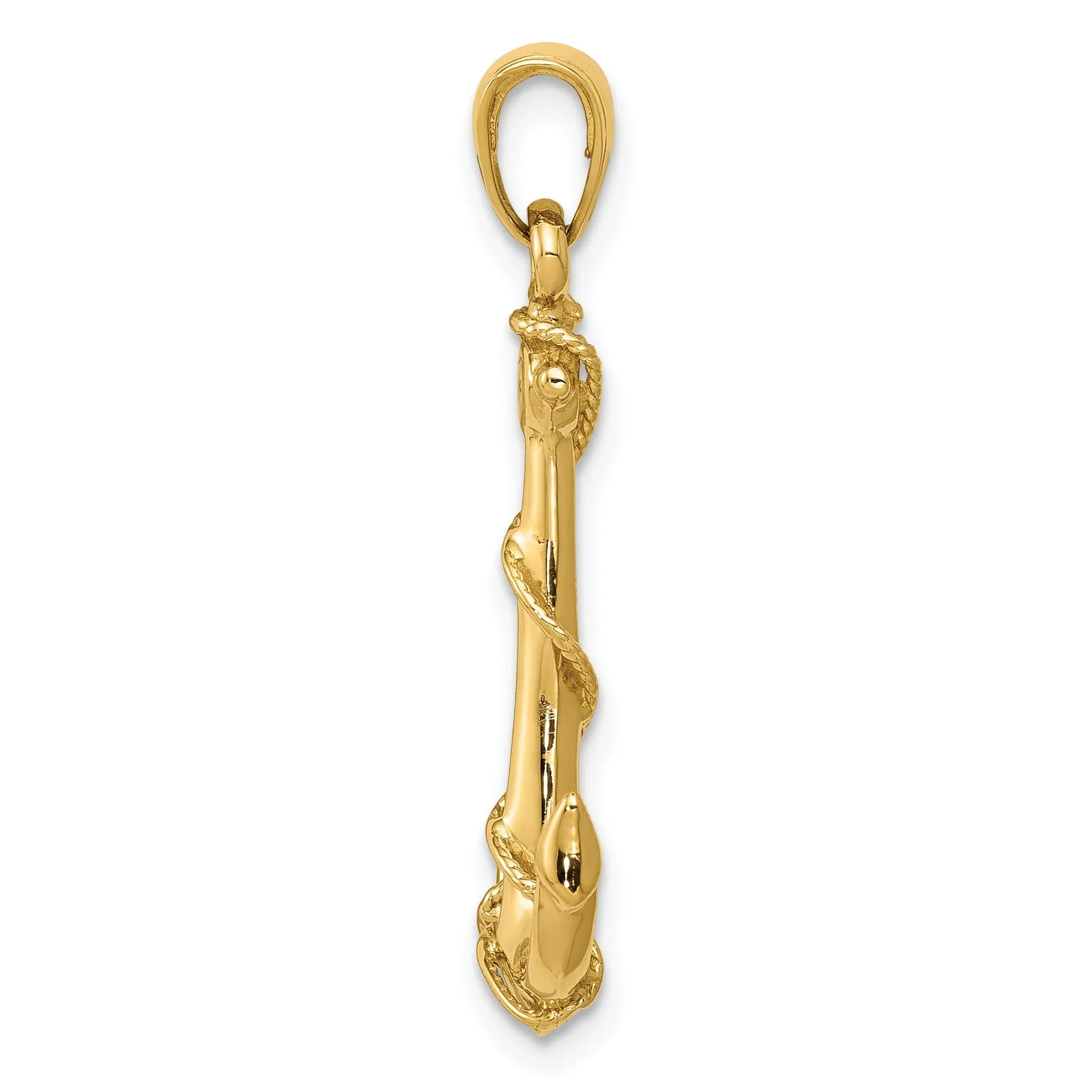 14k Yellow Gold Anchor With Rope Pendant