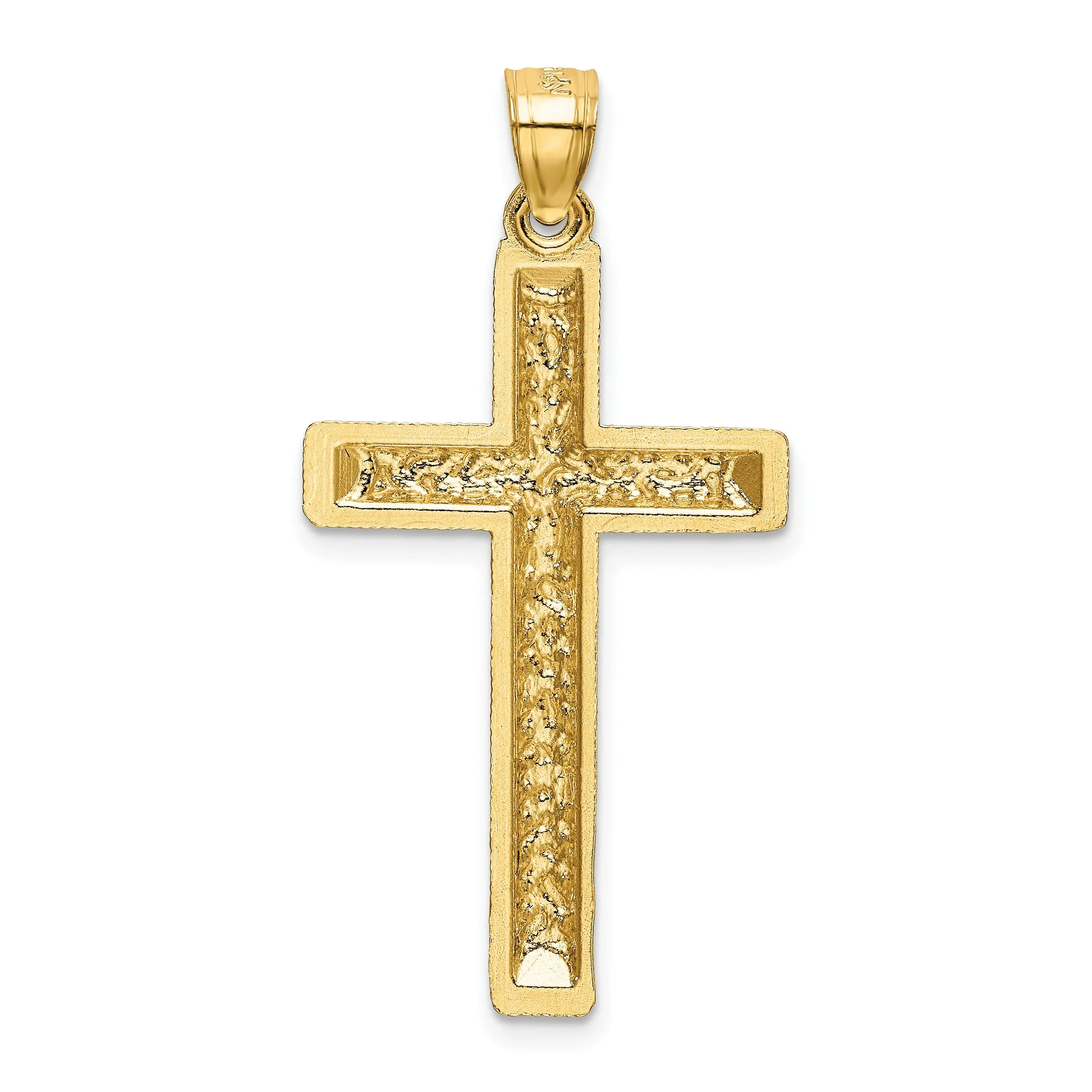 14k Yellow Gold Diamond Cut Latin Cross Pendant