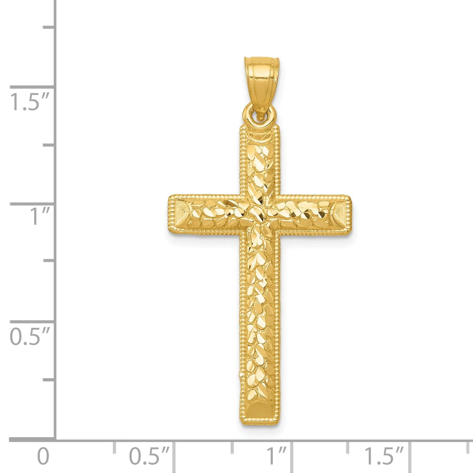 14k Yellow Gold Diamond Cut Latin Cross Pendant