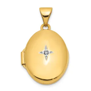 14k Yellow Gold Diamond Oval Locket Pendant