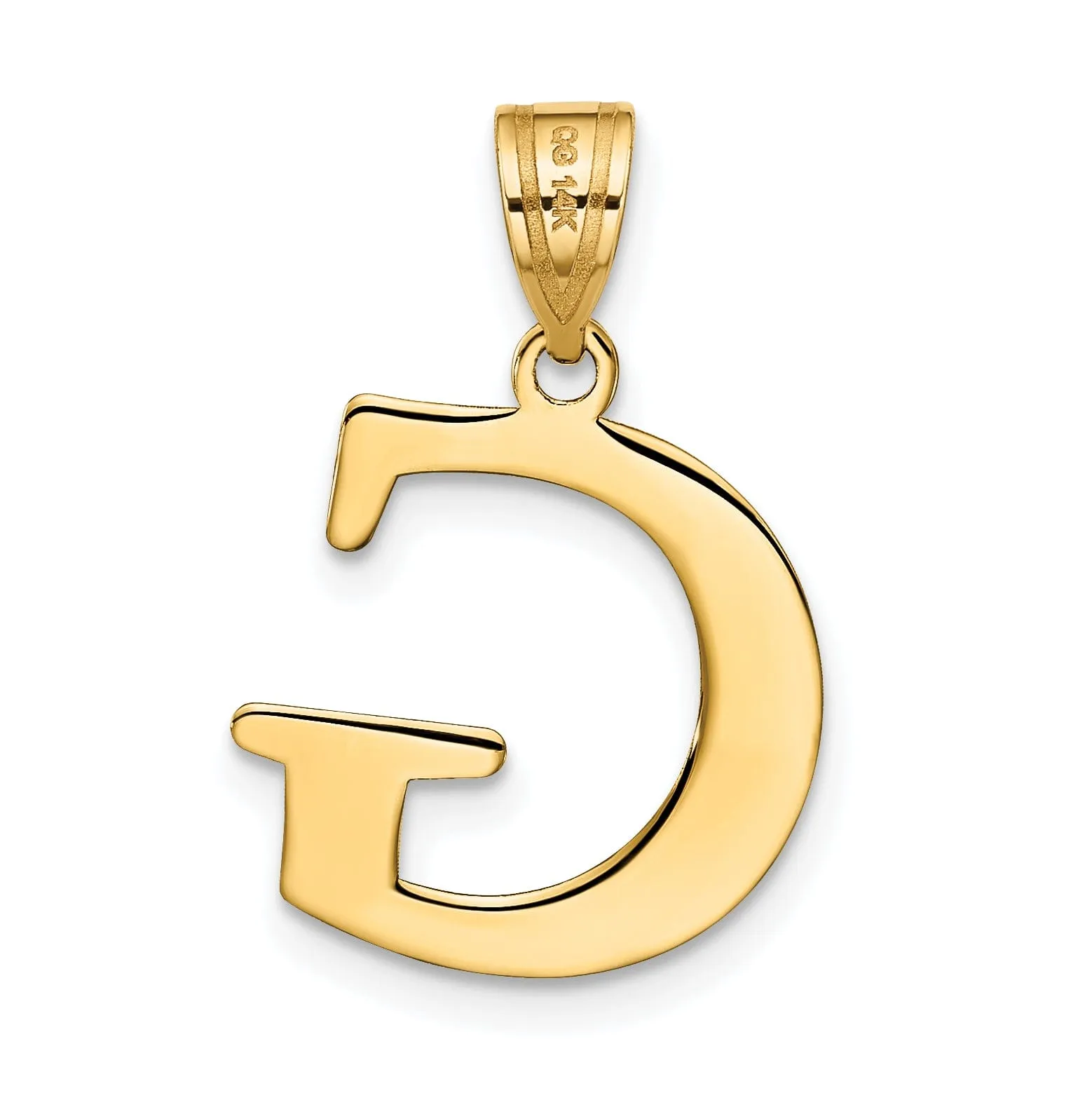 14k Yellow Gold Etched Finish Block Letter G Initial Design Pendant