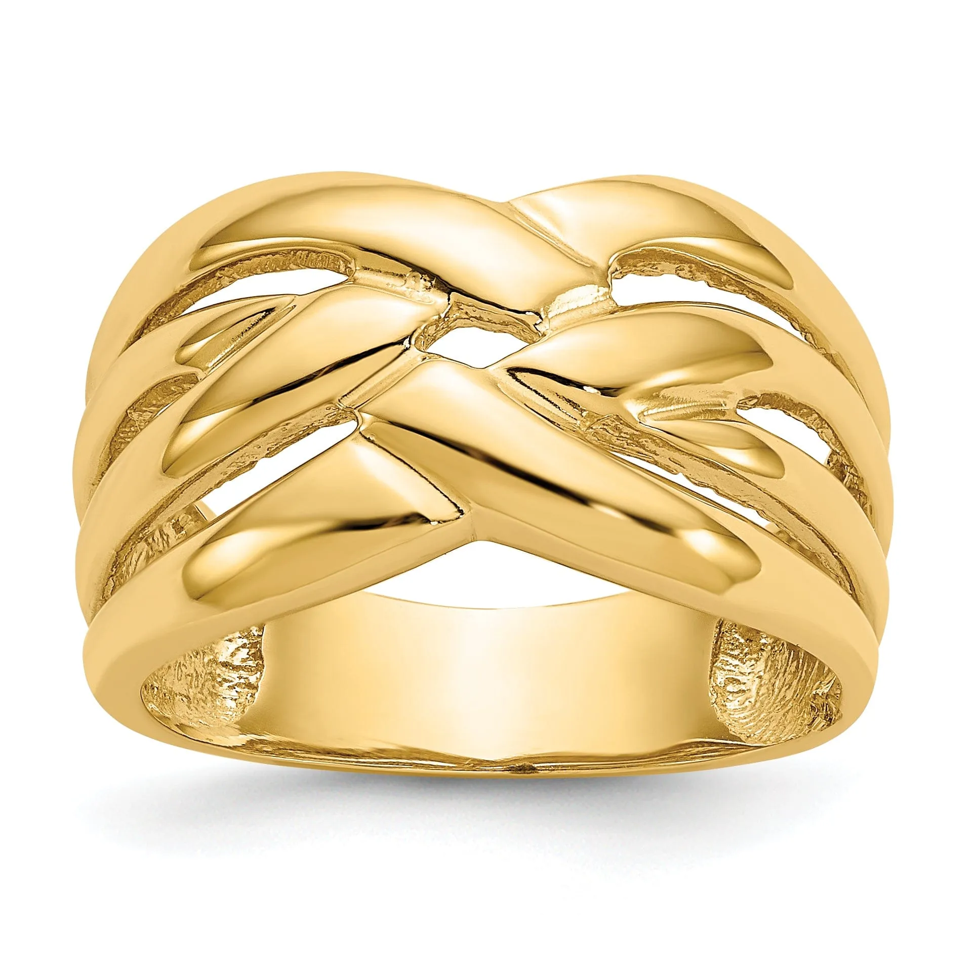 14k Yellow Gold High Woven Dome Fancy Ring