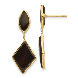 14k Yellow Gold Onyx Dangle Post Earrings