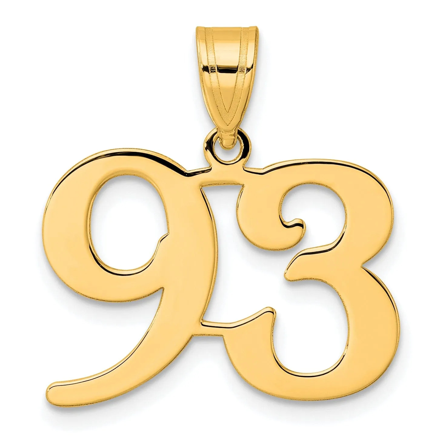 14k Yellow Gold Polished Finish Number 93 Charm Pendant