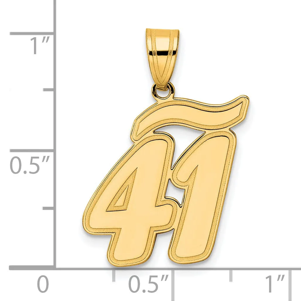 14k Yellow Gold Polished Finish Script Design Number 41 Charm Pendant