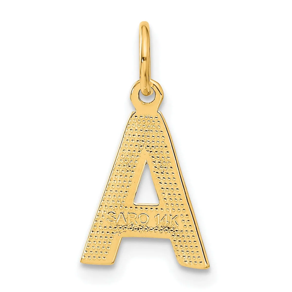 14k Yellow Gold Satin Diamond Cut Finish Letter A Initial Charm Pendant