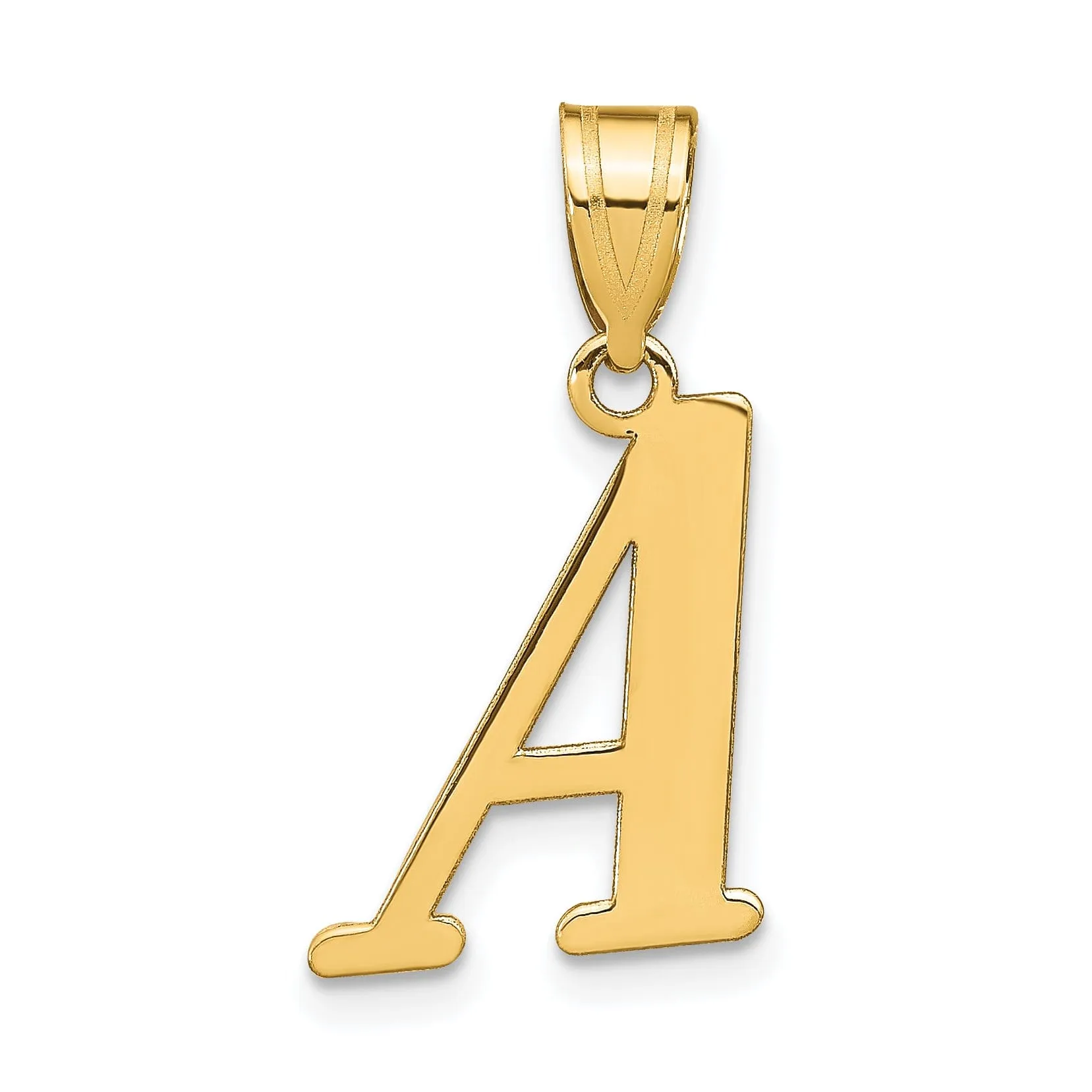 14k Yellow Gold Slanted Design Letter A Initial Charm Pendant