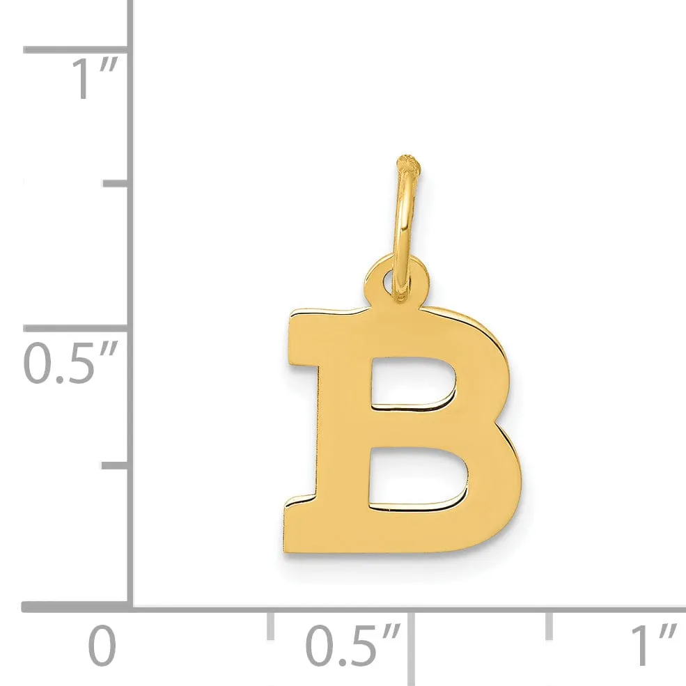 14k Yellow Gold Small Block Design Letter B Initial Pendant