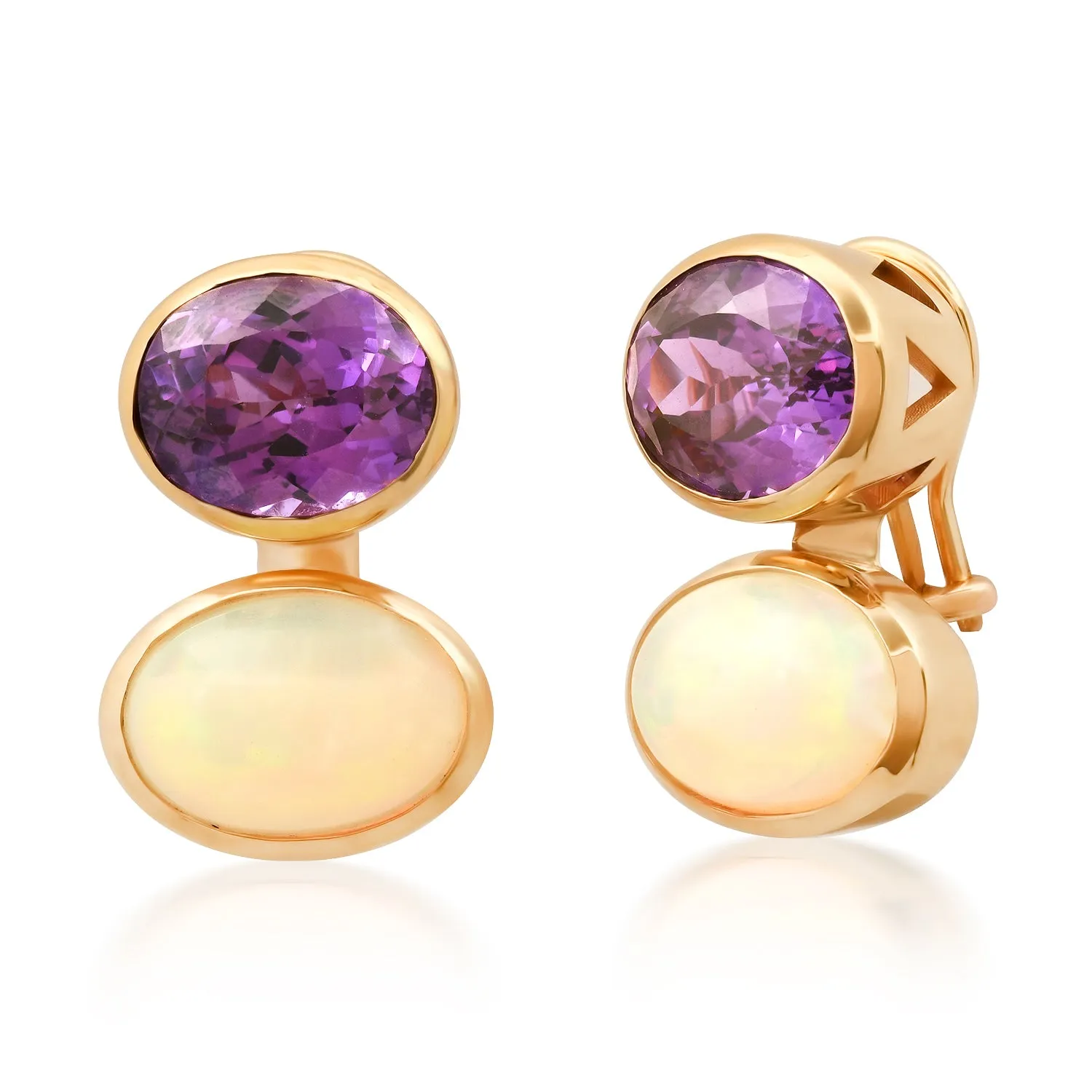 14K YG Opal and Amethyst Duo Earrings