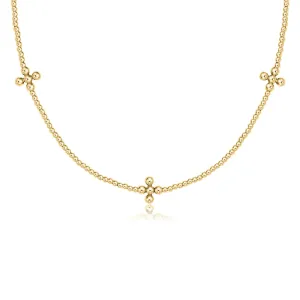 15" Choker 2mm Bead - Classic Signature Cross 3mm Bead Gold