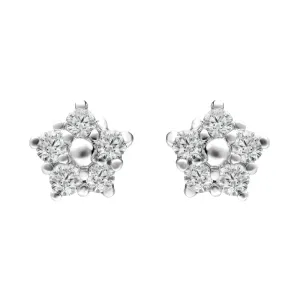 18ct White Gold 0.21ct Diamond Small Flower Stud Earrings D