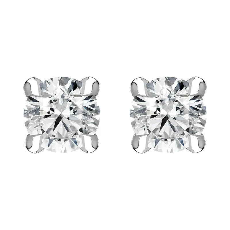 18ct White Gold 0.30ct Diamond Claw Set Solitaire Stud Earrings