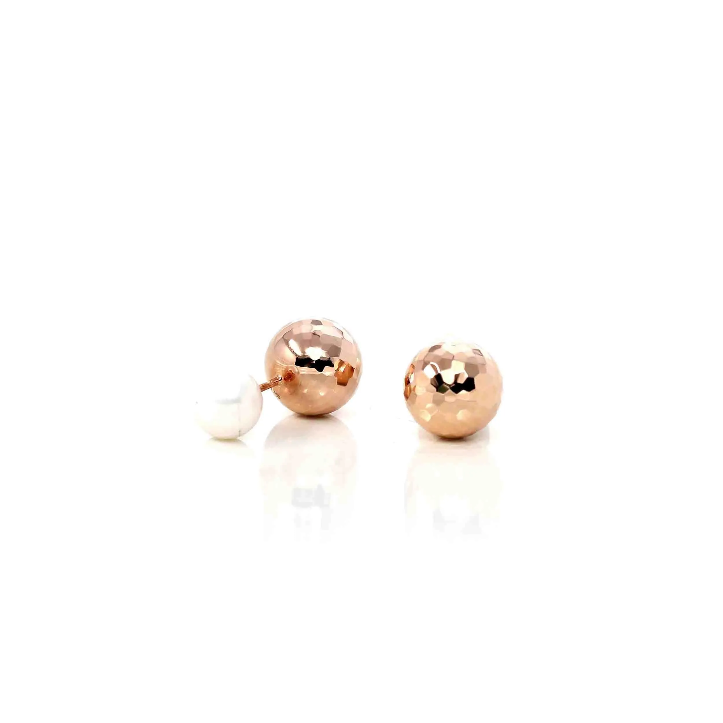 18k Classic Rose Gold Pearl Earrings 2 in 1