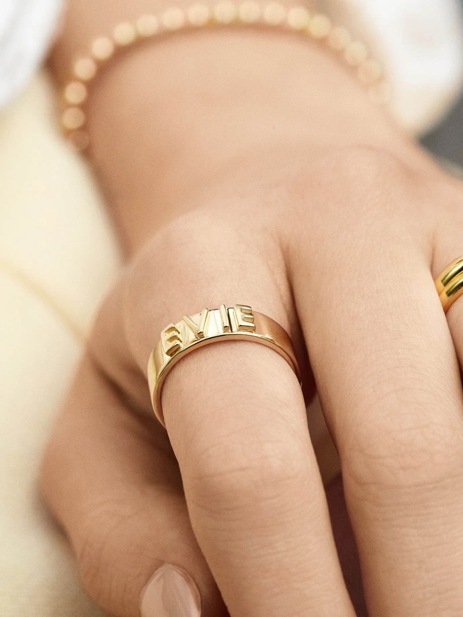 18K Gold Custom Block Ring - Gold