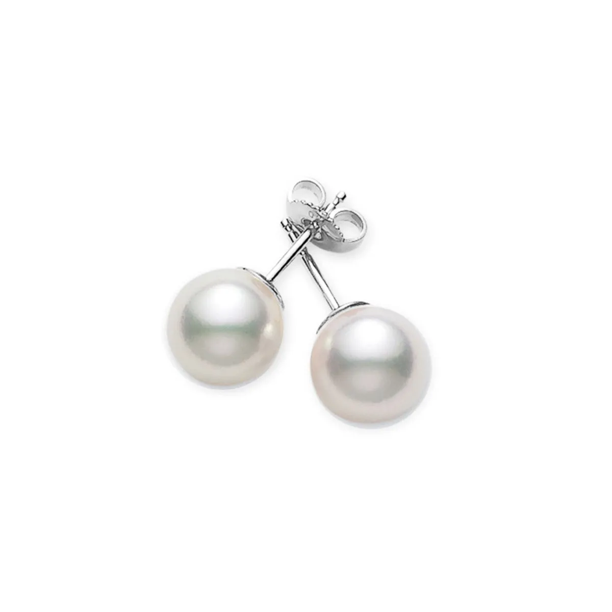 18K WHITE GOLD 2 8.825MM A  CULTURED PEARLS STUD EARRINGS