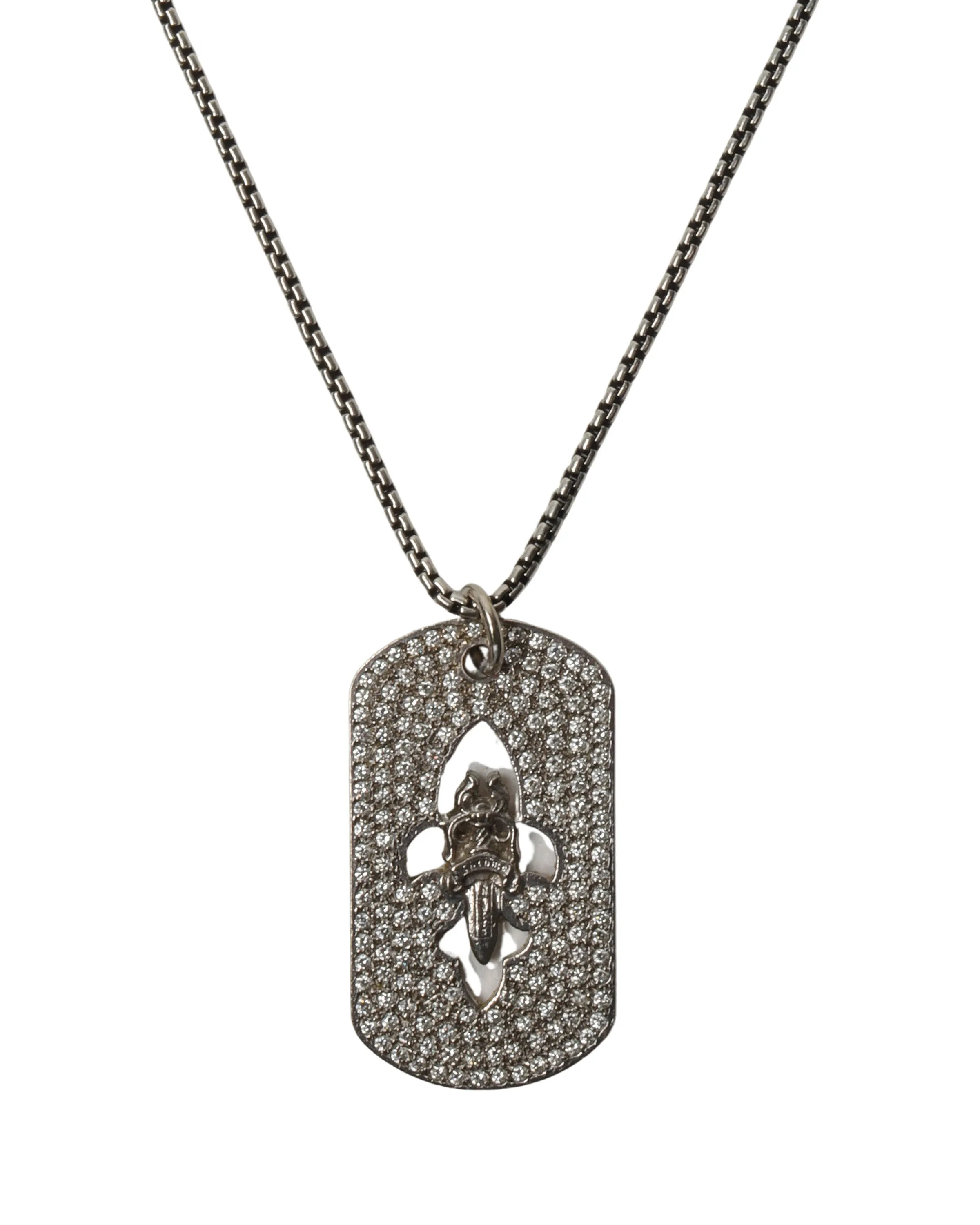 18k White Gold Diamond Dog With Chain