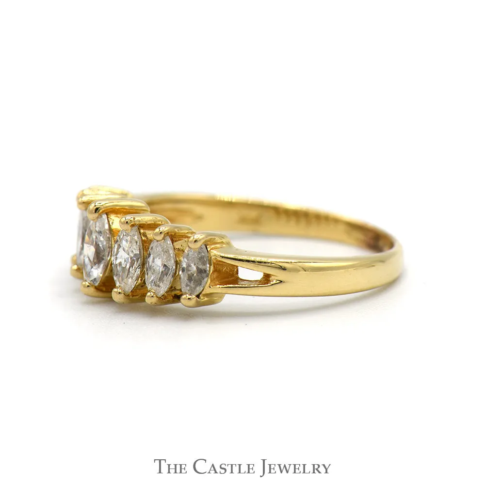 1cttw 7 Marquise Diamond Band in 14k Yellow Gold