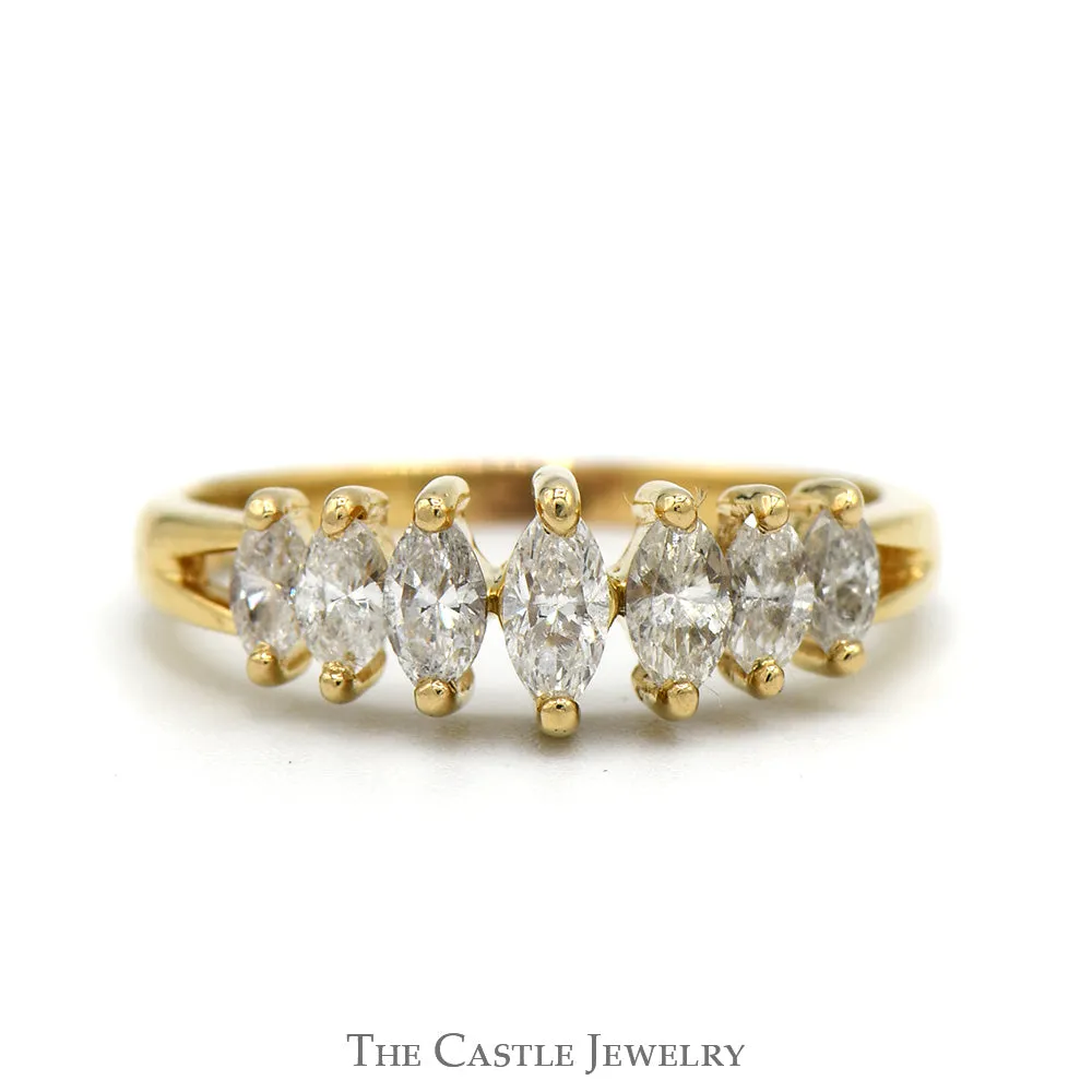 1cttw 7 Marquise Diamond Band in 14k Yellow Gold