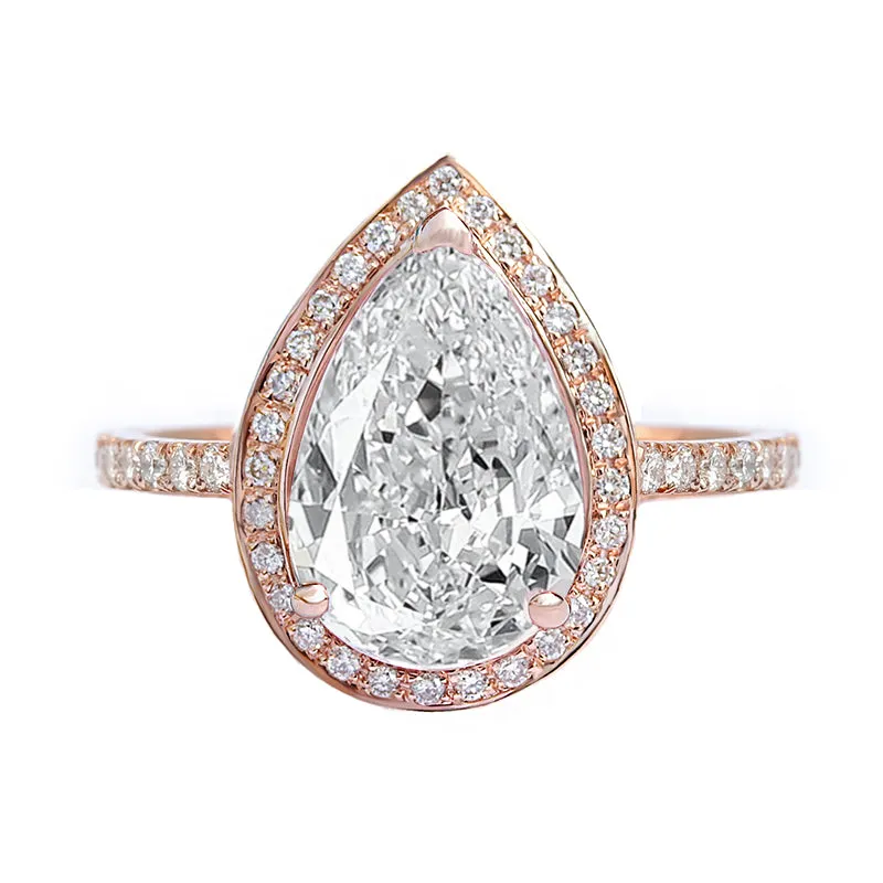 2 Carat Pear Diamond Halo Modern Engagement Ring ♥