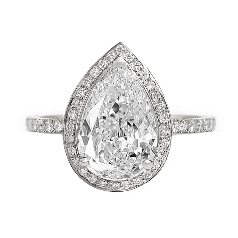 2 Carat Pear Diamond Halo Modern Engagement Ring ♥