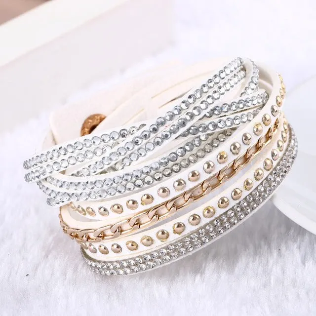 2016 New Unisex Multilayer Leather Bracelet Christmas Gift Charm Bracelets Vintage Jewelry For Women Pulsera