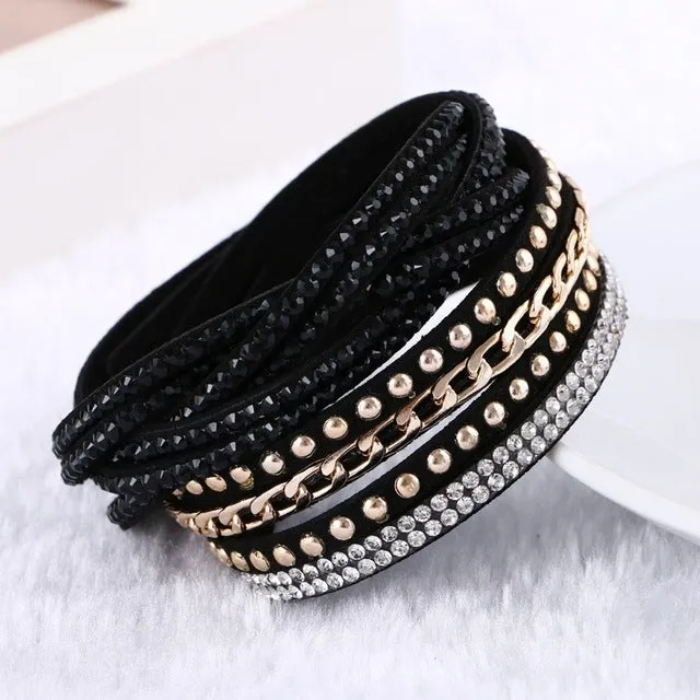 2016 New Unisex Multilayer Leather Bracelet Christmas Gift Charm Bracelets Vintage Jewelry For Women Pulsera