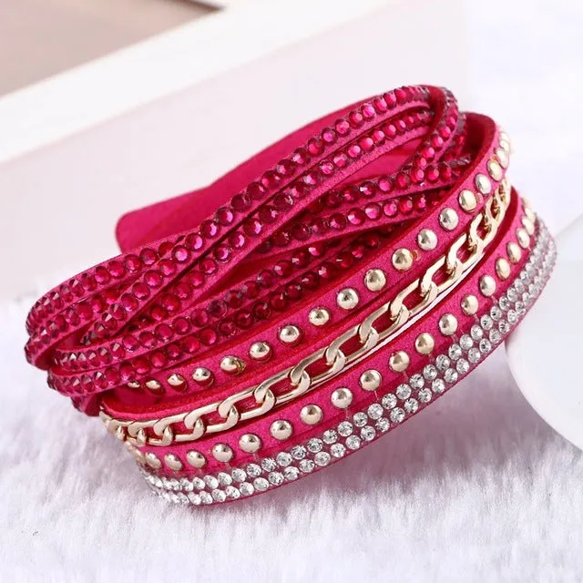 2016 New Unisex Multilayer Leather Bracelet Christmas Gift Charm Bracelets Vintage Jewelry For Women Pulsera