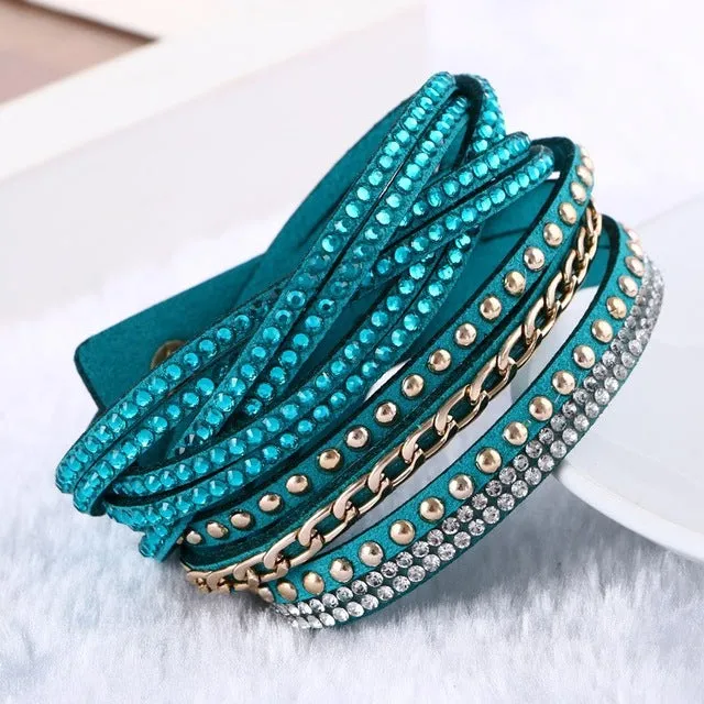 2016 New Unisex Multilayer Leather Bracelet Christmas Gift Charm Bracelets Vintage Jewelry For Women Pulsera