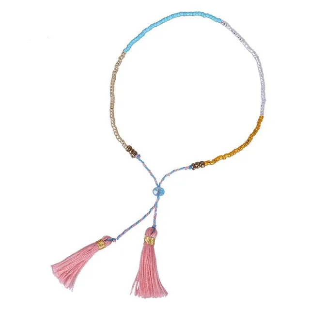 2016 Newest Jewelry 1Pcs Seed Beads Bohemia Tassel Cheap Handmade Multicolour Woven Friendship Bracelet