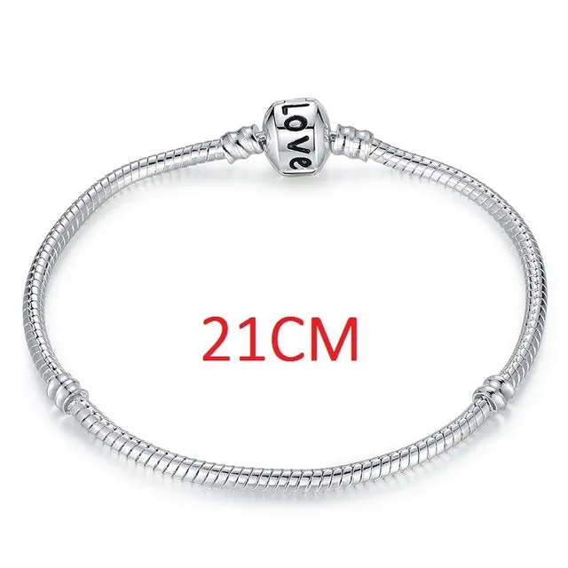 2017 Hot Silver Love Snake Chain Fit Original Bracelet Charm Bead Jewelry Gift For Men Women 16-21cm XCH1092