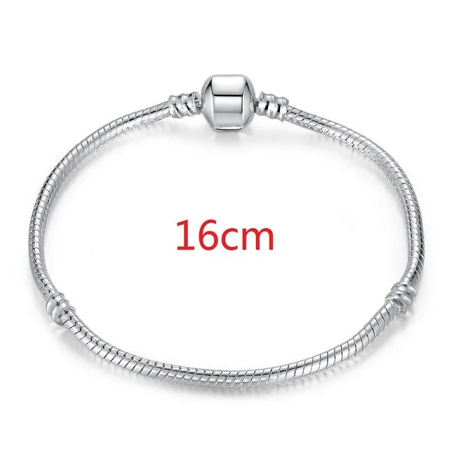 2017 Hot Silver Love Snake Chain Fit Original Bracelet Charm Bead Jewelry Gift For Men Women 16-21cm XCH1092