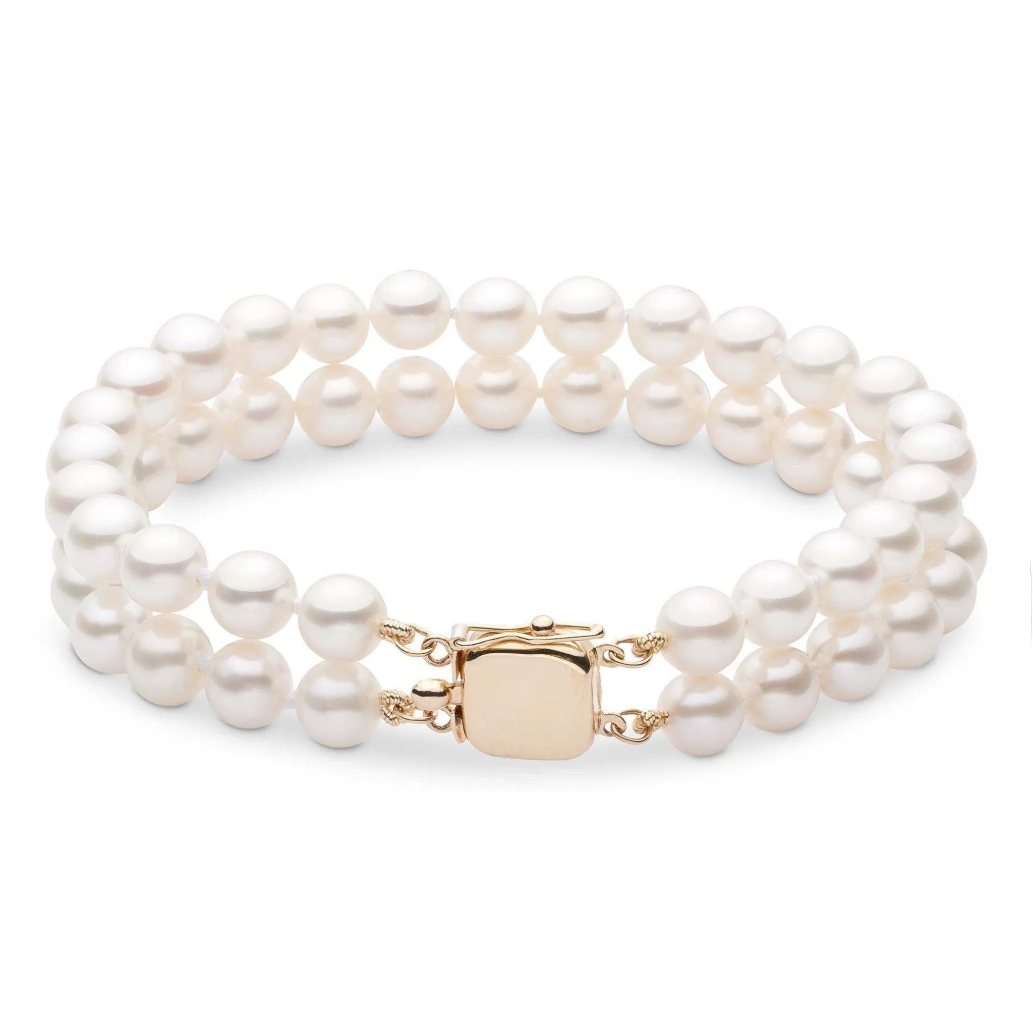 6.5-7.0 mm White Freshadama Freshwater Pearl Double Strand Bracelet