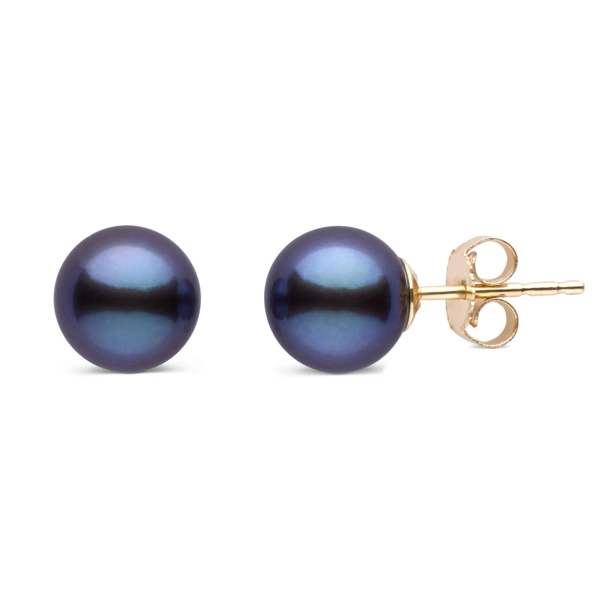 7.5-8.0 mm AAA Black Freshwater Pearl Stud Earrings