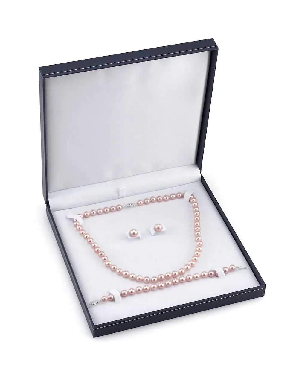 8.0-8.5mm Pink Freshwater Pearl Necklace, Bracelet & Earrings