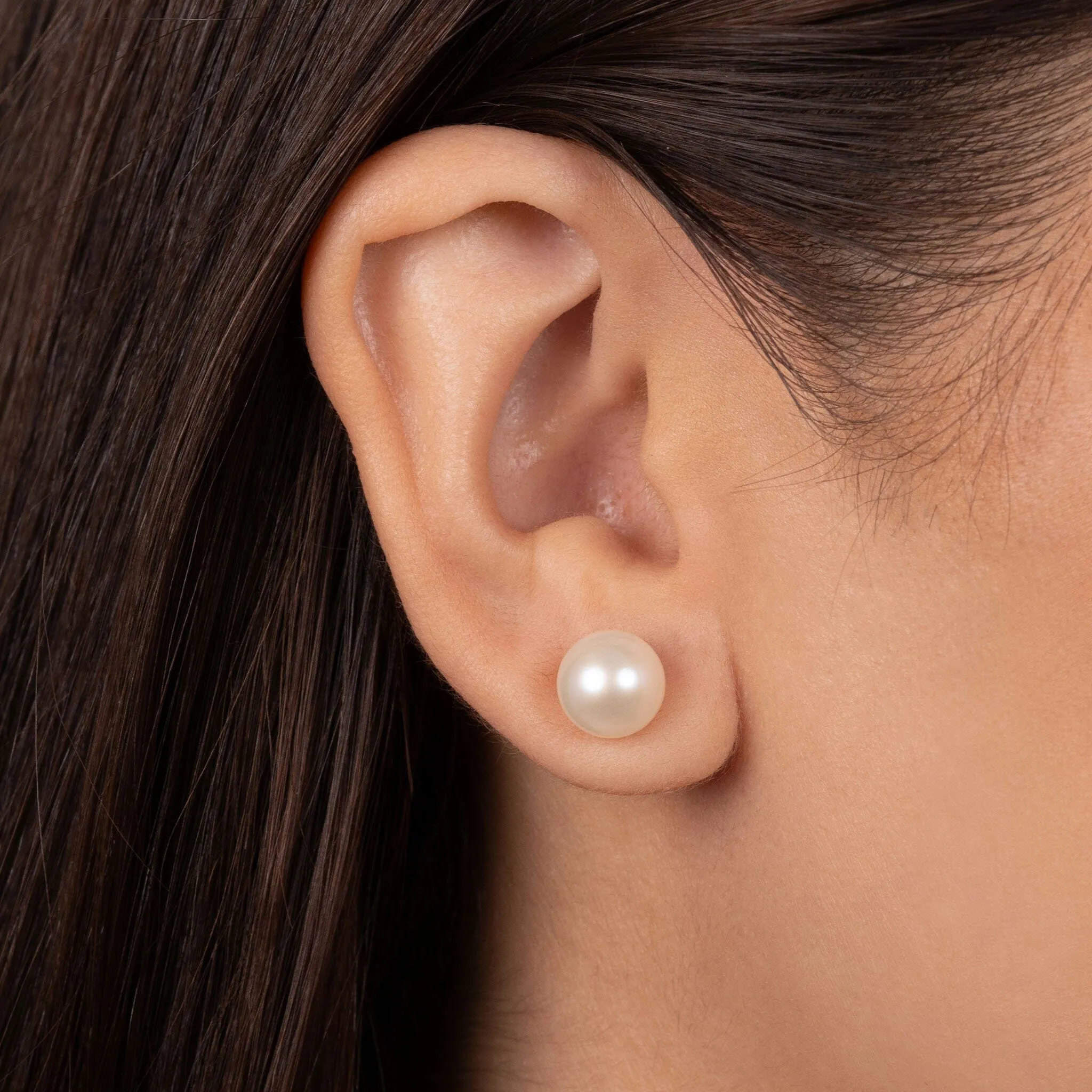 8.5-9.0 mm AAA White Freshwater Pearl Stud Earrings