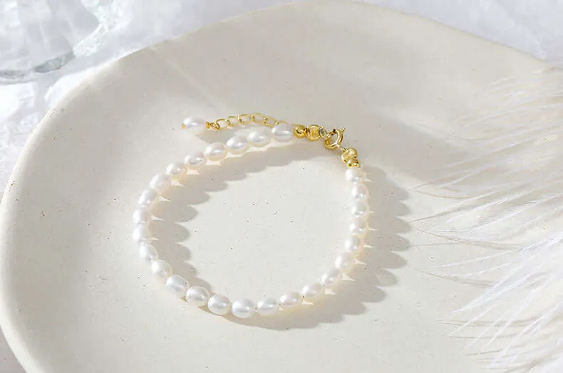 925 Silver Freshwater Pearl Bracelet Natural Feel