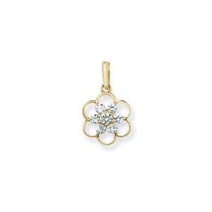 9ct Gold Round Zirconia Flower Style Pendant PN1250