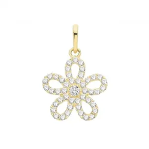 9ct Gold Zirconia Flower Style Pendant PN1260