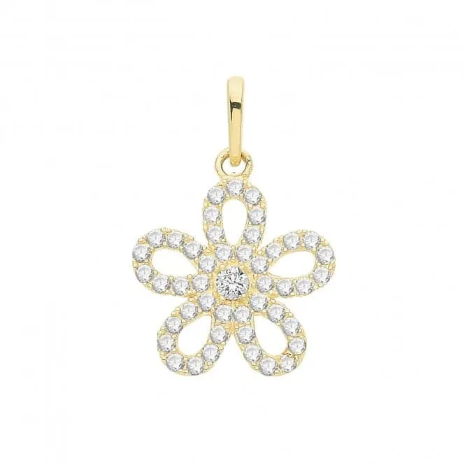 9ct Gold Zirconia Flower Style Pendant PN1260