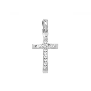 9ct White Gold Cross Zirconia Pendant PN090W