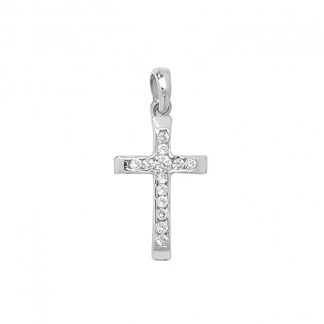 9ct White Gold Cross Zirconia Pendant PN090W